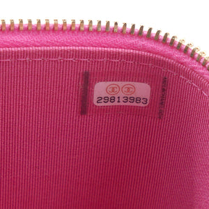 Caviar Quilted Small Vertical Coco Beauty Vanity Case With Chain Pink