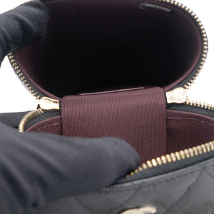 Caviar Quilted Small Vertical Vanity Case With Chain Black