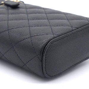 Caviar Quilted Small Vertical Vanity Case With Chain Black