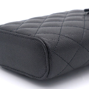 Caviar Quilted Small Vertical Vanity Case With Chain Black