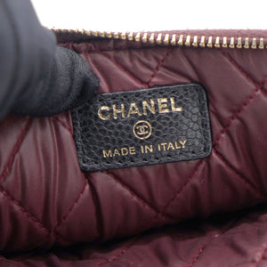 Black Quilted Caviar Leather Small O-Case Clutch