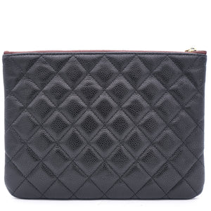 Black Quilted Caviar Leather Small O-Case Clutch