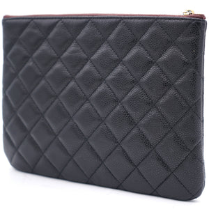 Black Quilted Caviar Leather Small O-Case Clutch