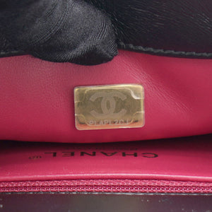 Lambskin Enamel Quilted Pending CC Mini Square Flap Black