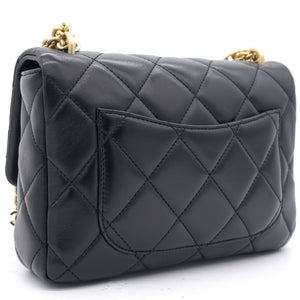 Lambskin Enamel Quilted Pending CC Mini Square Flap Black
