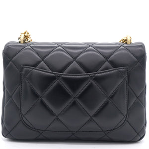 Lambskin Enamel Quilted Pending CC Mini Square Flap Black