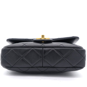 Lambskin Enamel Quilted Pending CC Mini Square Flap Black