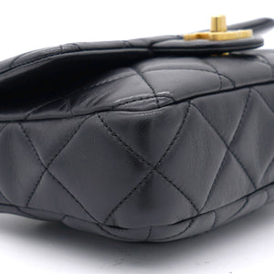 Lambskin Enamel Quilted Pending CC Mini Square Flap Black