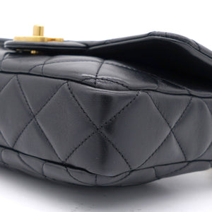 Lambskin Enamel Quilted Pending CC Mini Square Flap Black