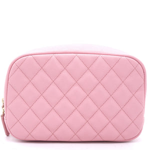 Caviar Quilted Medium Curvy Pouch Cosmetic Case Light Pink