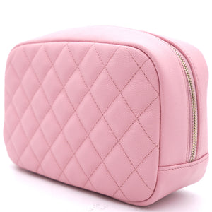 Caviar Quilted Medium Curvy Pouch Cosmetic Case Light Pink