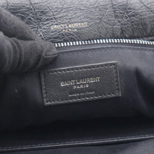 Black Aged Leather Large Niki Shoulder Bag