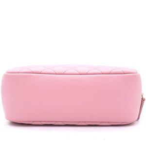 Caviar Quilted Medium Curvy Pouch Cosmetic Case Light Pink