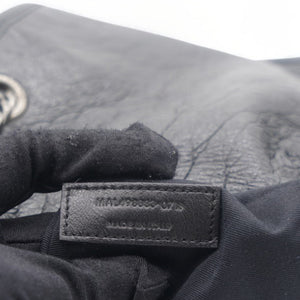 Black Aged Leather Large Niki Shoulder Bag