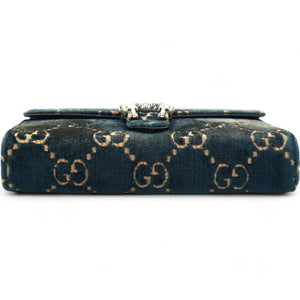 Velvet Crystal GG Monogram Dionysus Chain Wallet Blue