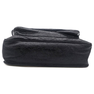 Black Aged Leather Large Niki Shoulder Bag