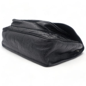 Black Aged Leather Large Niki Shoulder Bag