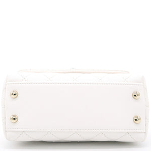 White Caviar Leather Mini Coco Top Handle Bag