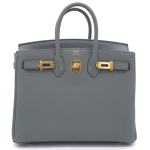 Togo Birkin 25 Vert Amande Yellow Gold Hardware