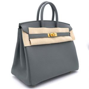 Togo Birkin 25 Vert Amande Yellow Gold Hardware