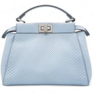 Light Blue Python Embroidered Peekaboo Mini Bag