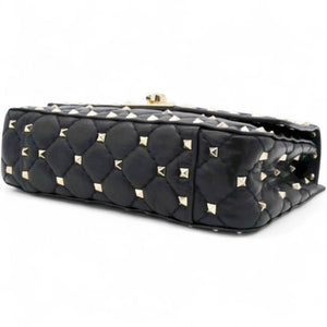 Valentino Garavani  Lambskin Small Rockstud Spike Shoulder Bag Black