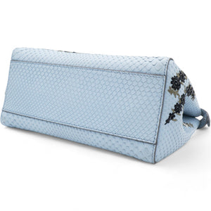 Light Blue Python Embroidered Peekaboo Mini Bag