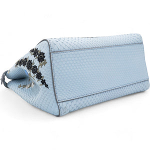Light Blue Python Embroidered Peekaboo Mini Bag