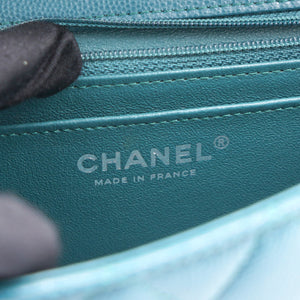 Blue Classic Caviar Leather Rectangular Mini Flap Bag