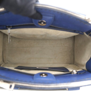 Vitello Twin Pocket Satchel Bag Bluette