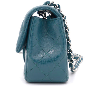 Blue Classic Caviar Leather Rectangular Mini Flap Bag