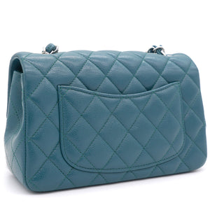 Blue Classic Caviar Leather Rectangular Mini Flap Bag