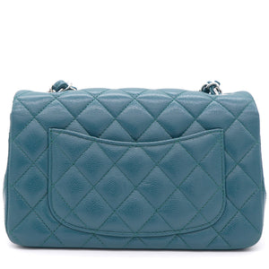 Blue Classic Caviar Leather Rectangular Mini Flap Bag