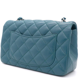 Blue Classic Caviar Leather Rectangular Mini Flap Bag