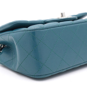 Blue Classic Caviar Leather Rectangular Mini Flap Bag