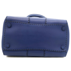 Vitello Twin Pocket Satchel Bag Bluette