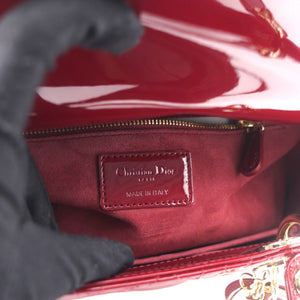 Red Cannage Patent Leather Medium Lady Dior Tote
