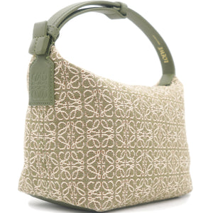 Cubi Anagram Small leather-trimmed logo-jacquard tote Green