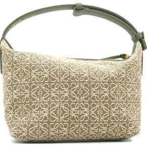 Cubi Anagram Small leather-trimmed logo-jacquard tote Green