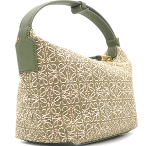 Cubi Anagram Small leather-trimmed logo-jacquard tote Green