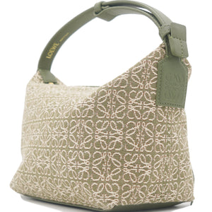 Cubi Anagram Small leather-trimmed logo-jacquard tote Green