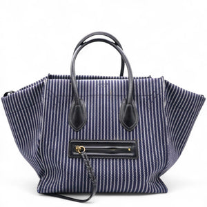 Cotton Canvas Striped Phantom Luggage Navy White