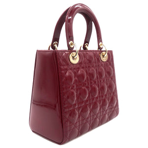 Red Cannage Patent Leather Medium Lady Dior Tote