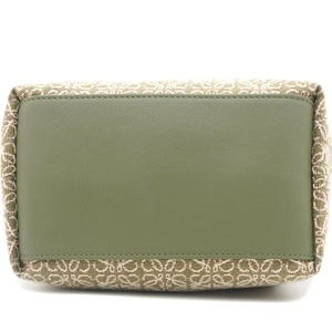 Cubi Anagram Small leather-trimmed logo-jacquard tote Green