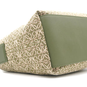 Cubi Anagram Small leather-trimmed logo-jacquard tote Green