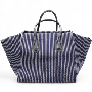 Cotton Canvas Striped Phantom Luggage Navy White