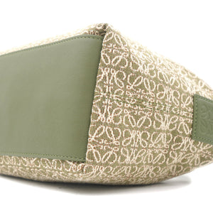 Cubi Anagram Small leather-trimmed logo-jacquard tote Green
