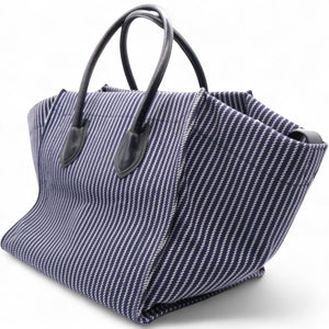 Cotton Canvas Striped Phantom Luggage Navy White