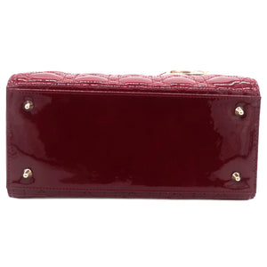 Red Cannage Patent Leather Medium Lady Dior Tote