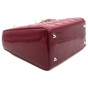 Red Cannage Patent Leather Medium Lady Dior Tote